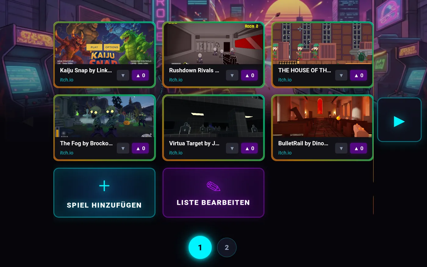 Sharpin Shooter Launcher App game selection interface